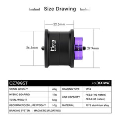Gomexus Shallow Spool For Daiwa Steez CT SV Baitcasting Fishing Reel Spool Line Aluminum Alloy Rolling Cup Spare Tackle