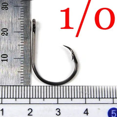 Bimoo 50pcs Circle Hook for Fishing High Carbon Steel Saltwater Fishhook 1 1/0 2/0 3/0 4/0 5/0 6/0 7/0 8/0 9/0 10/0 Sea Fishhook