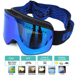 Magnetic Ski Goggles Double Layer Polarized Lens Skiing Anti-fog UV400 Snowboard Goggles Men Women Ski Glasses Eyewear
