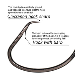 Bimoo 20pcs Black Red Fishhooks High Carbon Steel Saltwater Sport Offset Circle Hooks Fishing Hooks Tackle 1/0 2/0 3/0 4/0 5/0