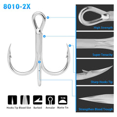 PROBEROS 20Pcs/lot Saltwater Fishing Hooks Treble Hooks 1#-2#-4#-6#-8#-10#-12#-14# High-Carbon Steel Fishhooks