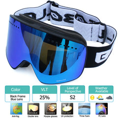 Magnetic Ski Goggles Double Layer Polarized Lens Skiing Anti-fog UV400 Snowboard Goggles Men Women Ski Glasses Eyewear