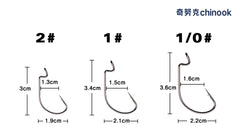 Chinook 50pcs Wide worm hook Carbon Steel Offset Fishhook Bass Barbed Carp Fishing Hook 3/0#-2# For Soft Worm Jig Mold Hooks