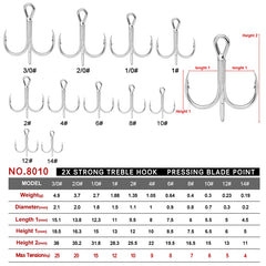 PROBEROS 20Pcs/lot Saltwater Fishing Hooks Treble Hooks 1#-2#-4#-6#-8#-10#-12#-14# High-Carbon Steel Fishhooks