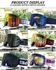 Magnetic Ski Goggles Double Layer Polarized Lens Skiing Anti-fog UV400 Snowboard Goggles Men Women Ski Glasses Eyewear