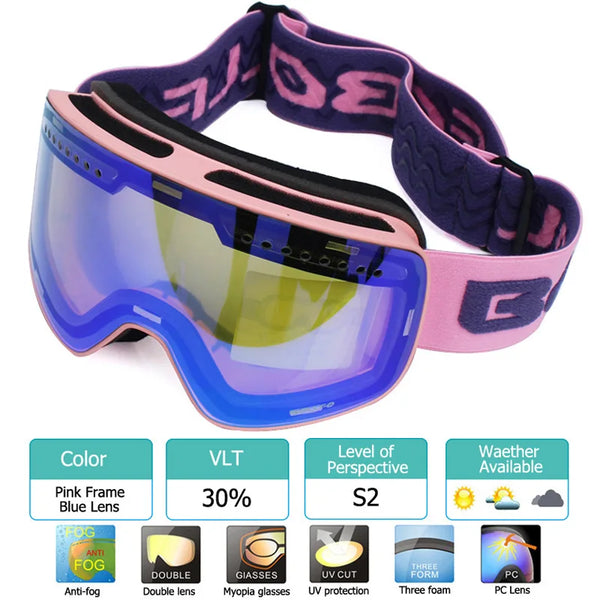 Magnetic Ski Goggles Double Layer Polarized Lens Skiing Anti-fog UV400 Snowboard Goggles Men Women Ski Glasses Eyewear