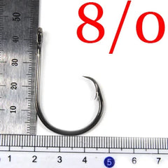 Bimoo 50pcs Circle Hook for Fishing High Carbon Steel Saltwater Fishhook 1 1/0 2/0 3/0 4/0 5/0 6/0 7/0 8/0 9/0 10/0 Sea Fishhook