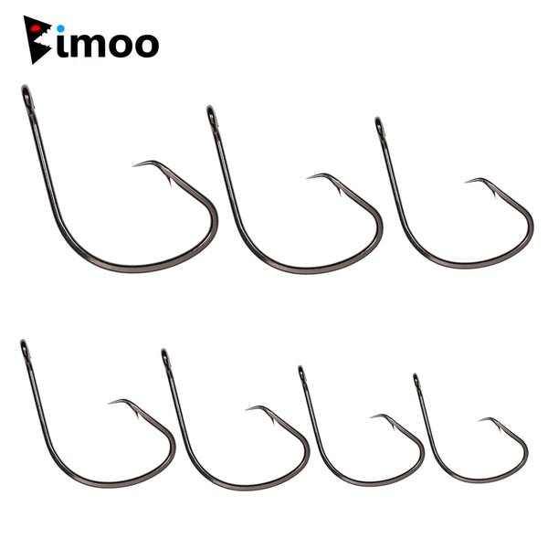 Bimoo 20pcs Black Red Fishhooks High Carbon Steel Saltwater Sport Offset Circle Hooks Fishing Hooks Tackle 1/0 2/0 3/0 4/0 5/0