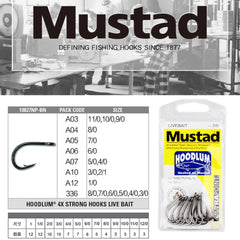 Mustad 10827NP-BN 3X Strong #1-12/0 Jigging Lure Livebait Hooks Sea Tuna Barbed Jig Hook For Saltwater Big Game Trolling Fishing