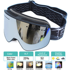 Magnetic Ski Goggles Double Layer Polarized Lens Skiing Anti-fog UV400 Snowboard Goggles Men Women Ski Glasses Eyewear