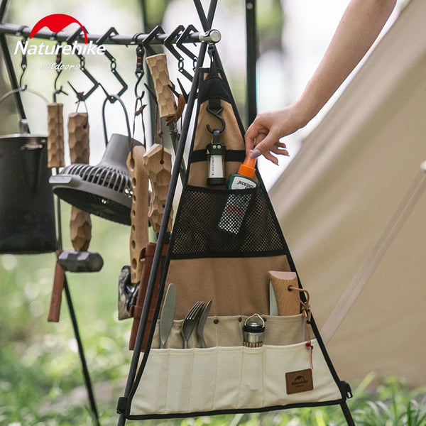 Naturehike Camping Accessories Picnic Canvas Storage Bag 156g/272g Triangle Layered Multi Pocket Rack Side Hanging Bag Travel