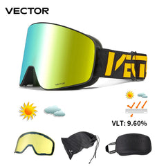 VECTOR Brand Double Layer Anti Fog Magnetic Absorption Cylindrical Ski Goggles UV400 Men Women Ski Glasses Snowboard poc glasses