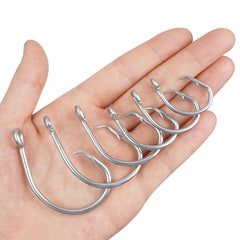 30Pcs Saltwater Tuna Fishing Hooks Stainless Steel Catfish Circle Hooks Big Game Fishing Hooks for Catfish Bass Tuna 5/0-10/0