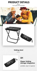 Widesea Camping Stool Foldable Chair Outdoor Fishing Lightweight Zipper Storage Portable Stainless Steel Hiking Travel Furniture