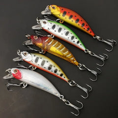 5pcs Fishing Lures Kit Sinking Minnow Trout Artificial Bait Crank Bait Bass Fishing Tackle