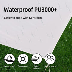Camping Tarp with 2 Poles, Beach Sun Shade Windproof Design, Larger Sun Shelter UPF50+ Portable Tent Cover & Beach Canopy & Rain