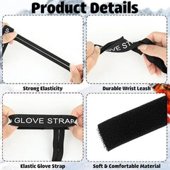Skiing Sport Glove Straps Elastic Wrist Leash Glove Strap Handcuffs Glove Strap for Ski Snowboarding Mountaineering Accessories