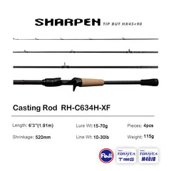 PURELURE SHARPEN Soft Lure Long Spinning and Casting XF/MF Action Rods FUJI Components Bass Pike Rod Fishing Rod Spinning Reel