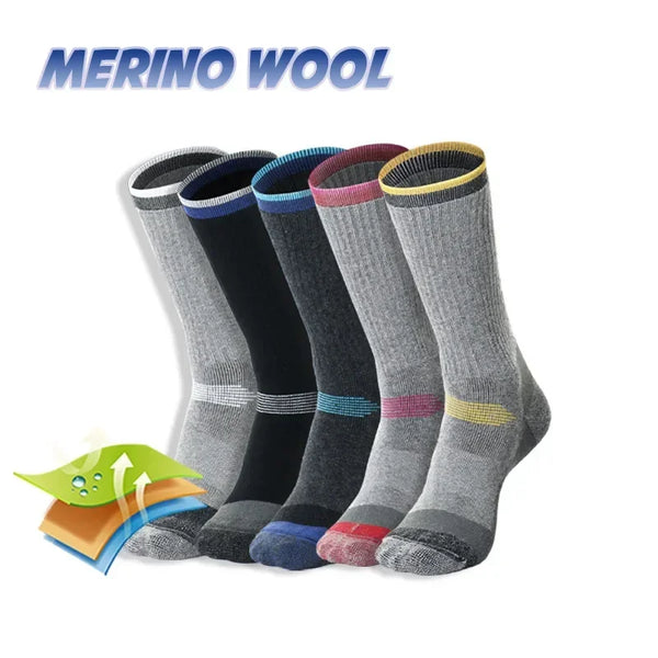 2 Pairs Merino Wool Ski Hiking Socks Men Women Winter Outdoor Sports Mountaineering Thermal Socks Thicken Breathable Size 35-47