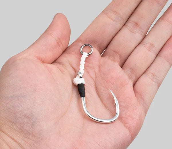 2pcs/bag High Carbon Steel Slow Single Hook Sea Fishing Hook Saltwater Fishing Metal Jigging Assist Hooks