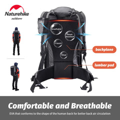 Naturehike Climbing Backpack 60+5L Camping Backpack Travel Bag Large Capacity Mountaineering Backpack With Rain Cover