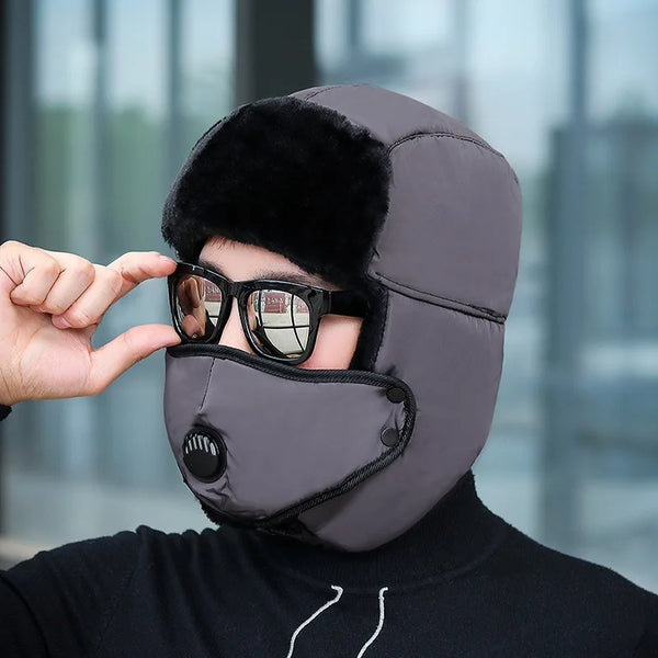 Outdoor Windproof Earflaps Warm Hat Winter Men Women Bomber Hat Russian Trapper Thermal Hat Snow Ski Hat Cap Cotton Lei Feng Cap