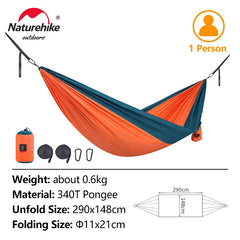 Naturehike Hammock Ultralight 2 Person Hammock Tear Resistance Hanging Bed Portable Hunting Hammock Sleeping Swing Hammock