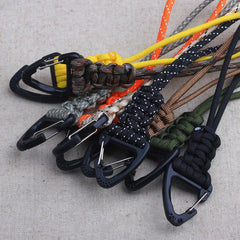 1Pcs 20cm 6 Styles Paracord Keychain Military Braided Nylon Lanyard Metal Triangle Buckle High Strength Parachute Cord Carabiner