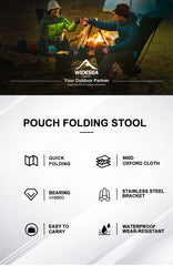 Widesea Camping Stool Foldable Chair Outdoor Fishing Lightweight Zipper Storage Portable Stainless Steel Hiking Travel Furniture