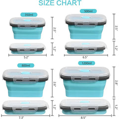4pcs Collapsible Lunch Box Silicone Food Storage Containers with Lids, Portable Expandable Bowls Travel Folding Food Storage Box