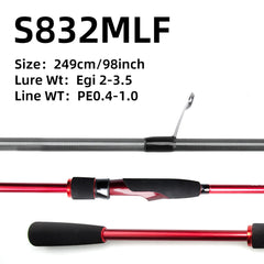 FISHINGFANS Squid Lure Egi Rod 832M/ML Squid Size high carbon Egging fishing rod Rod Spinning Rod light carbon egging rod