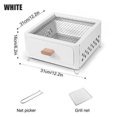 WESTTUNE Outdoor Charcoal Barbecue Grill Non-stick Barbecue Rack Heating Brazier Portable Household Grill Stove for Camping BBQ