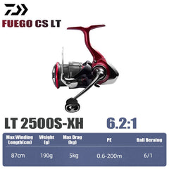 DAIWA 2025 New FUEGO CS LT Spinning Reel 5.3/5.7/6.2:1 175-325g Max Drag 12kg Fishing Reel For Seawater Freshwater