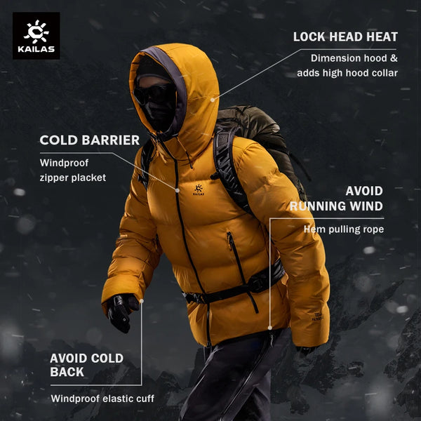 KAILAS-Goose Down Jacket for Men Winter Warm Thickened Camping Outdoor Waterproof Hiking Jacket Outerwear Over Coats KG2233103