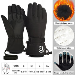 LOOGDEEL Snowmobile Snow Snowboard Thermal Gloves Women Men Waterproof Touchscreen Function Windproof Plush Mittens Ski Gloves