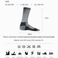 2 Pairs Merino Wool Ski Hiking Socks Men Women Winter Outdoor Sports Mountaineering Thermal Socks Thicken Breathable Size 35-47