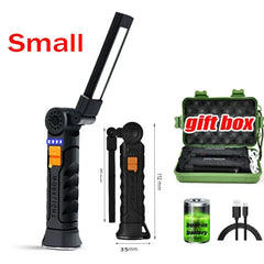 Multifunctional Rotatable Work Light USB Rechargeable Flashlight with Magnet/Hook,Ideal for Auto Repair Inspection and Emergency