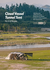 Naturehike Tent CLOUD BOAT 4 Rods Camping Tent 20㎡ Lobby 150D Windproof Rainproof Tunnel Tent With Camp Outdoor Family Tent