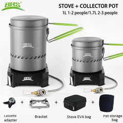 BRS High Efficiency Heat Exchanger Pot 1000/1700ml Outdoor Ultralight Pot Lightweight Camping Stove for Hiking Travel Burner