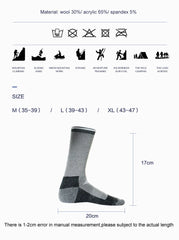 2 Pairs Merino Wool Ski Hiking Socks Men Women Winter Outdoor Sports Mountaineering Thermal Socks Thicken Breathable Size 35-47
