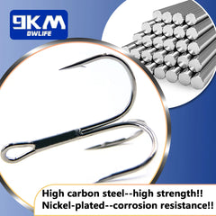 Fishing Treble Hooks 25~50Pcs Brabed Sharp Triple Sea Fishing Hooks Hard Lures for Freshwater Saltwater Fishing Accessories