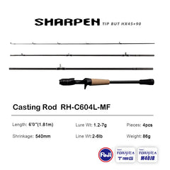 PURELURE SHARPEN Soft Lure Long Spinning and Casting XF/MF Action Rods FUJI Components Bass Pike Rod Fishing Rod Spinning Reel
