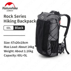 Naturehike 60+5L Hiking Backpack Sports Bag Large Capacity Ergonomic Design Backpack Camping Outdoor Travel Waterproof Bagpack