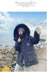 winter new fashion hooded down padded jacket women's thickening winter outdoor snow jacket couple tooling jacket coat