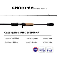 PURELURE SHARPEN Soft Lure Long Spinning and Casting XF/MF Action Rods FUJI Components Bass Pike Rod Fishing Rod Spinning Reel