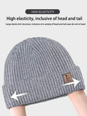 2024 new winter padded warm knitted cap wrapped head cap wool woolen cap men's double thickening set head ski cap