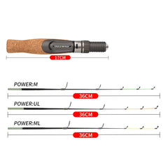 UL ML Winter fishing rod soft tip 50cm Ice fishing rod with Flat tip high quality Fiber Glass tip with cork handle