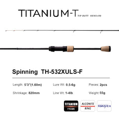 PURELURE TITANIUM-T XUL BFS Rod 0.5-6g Bait Weight 5FT 6FT Perch Trout Bass Spinning Casting Titanium Guide Bracket F MF Action