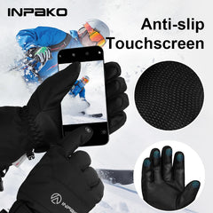 INPAKO thickened men's and women's professional ski gloves windproof winter warm snow gloves snowmobile five-finger gloves