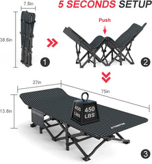 Camping Cot for Adults with Cushion Comfortable, Tent Folding Cot for Sleeping, Lightweight Folding Bed with Carry Bag Supports